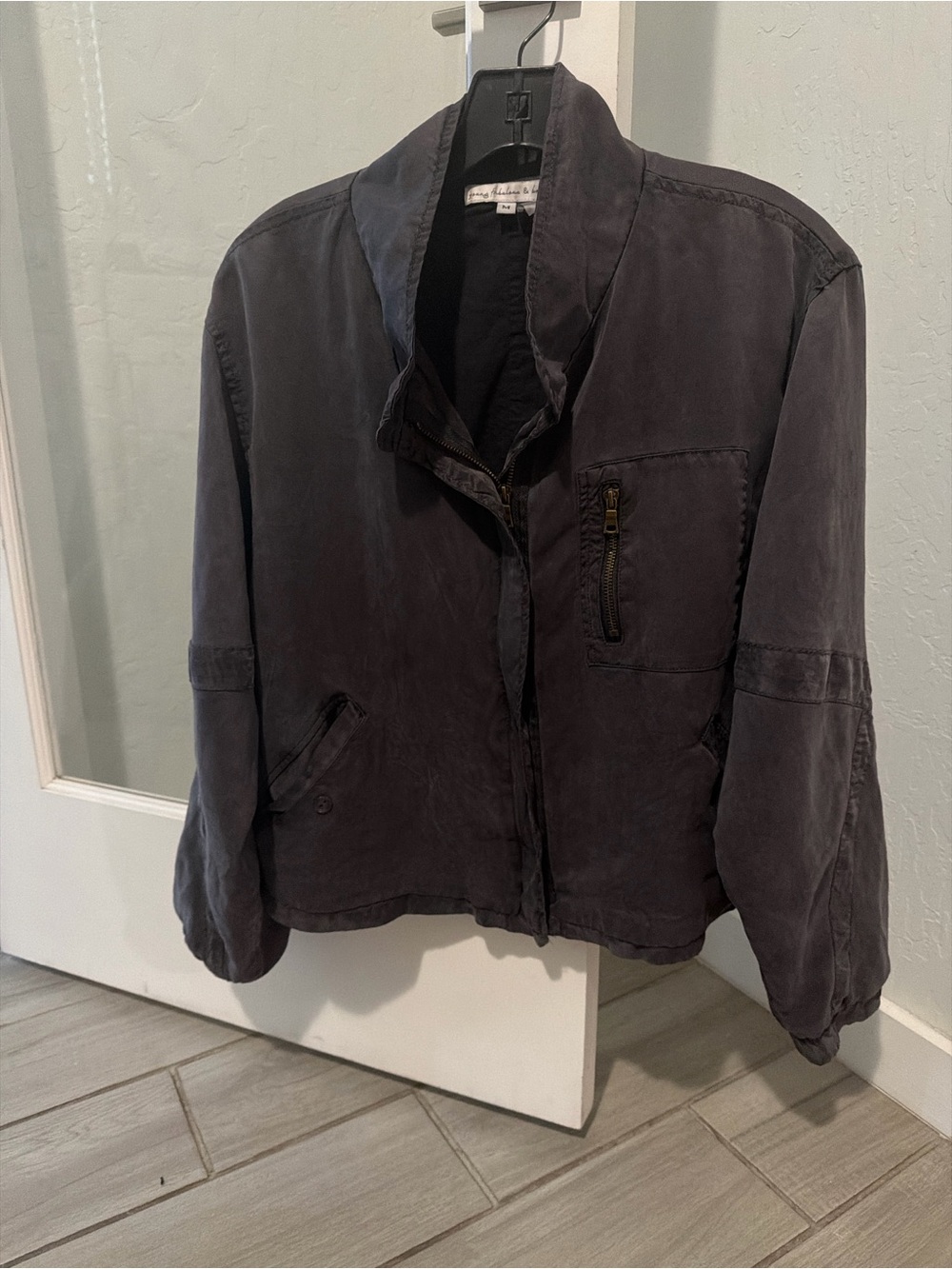 Young Fabulous & Broke Washed Charcoal Bomber Jacket